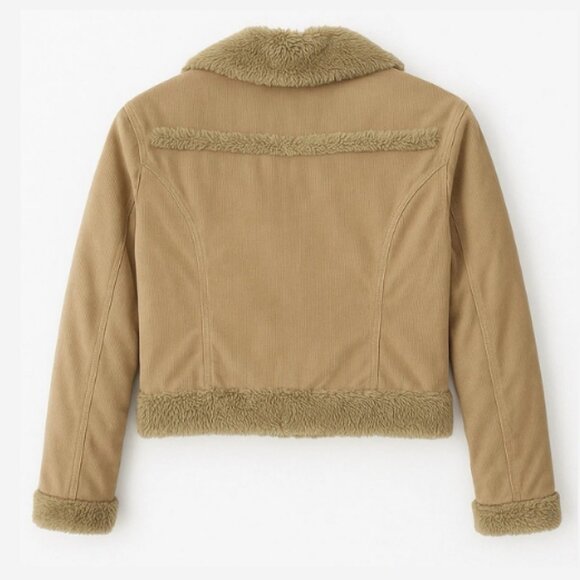 Twenty Twenty Corduroy Jacket Coat Women's Size 2XL Tan  Full Zip Faux Fur Trim - Picture 3 of 3
